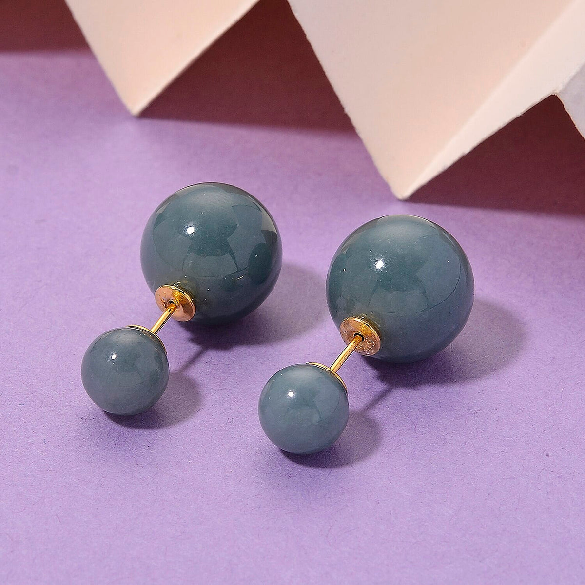 D'Joy Natural Jade Beads Earring in Yellow Gold Plated Sterling Silver 43.00 Ct. 8311398 2