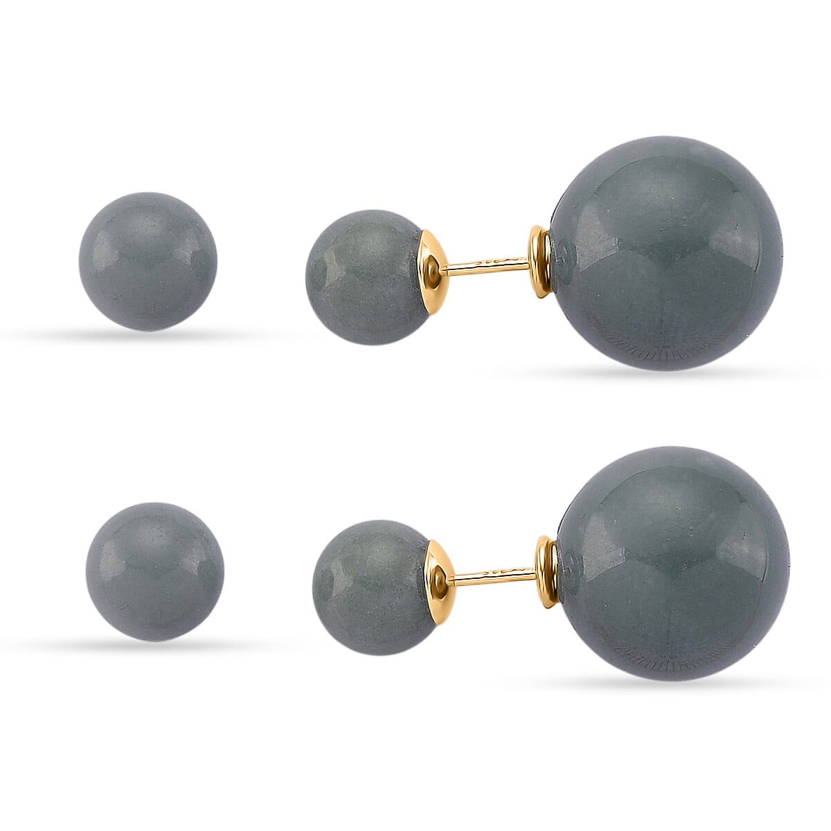 D'Joy Natural Jade Beads Earring in Yellow Gold Plated Sterling Silver 43.00 Ct. 8311398 3