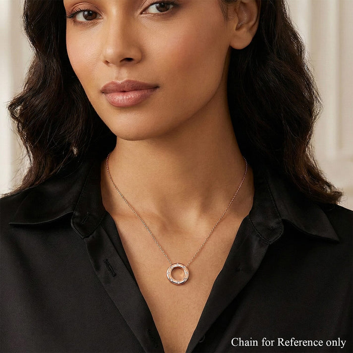 D'Joy Natural Pink Diamond Circle Pendant in 18K Vermeil Rose Gold Plated Sterling Silver 8486383 2