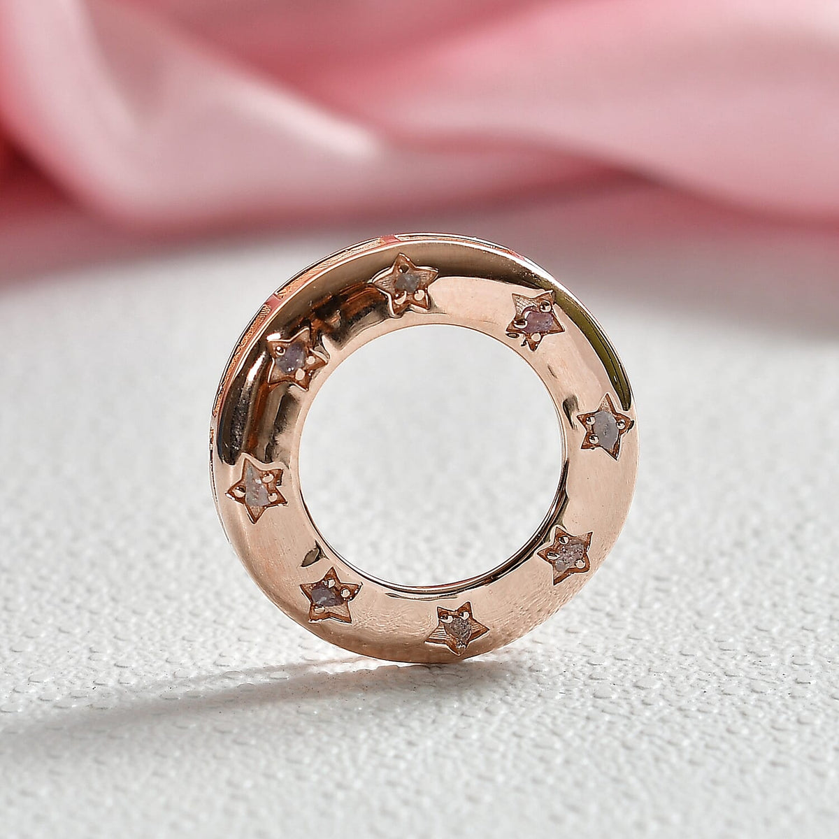 D'Joy Natural Pink Diamond Circle Pendant in 18K Vermeil Rose Gold Plated Sterling Silver V32515224 3
