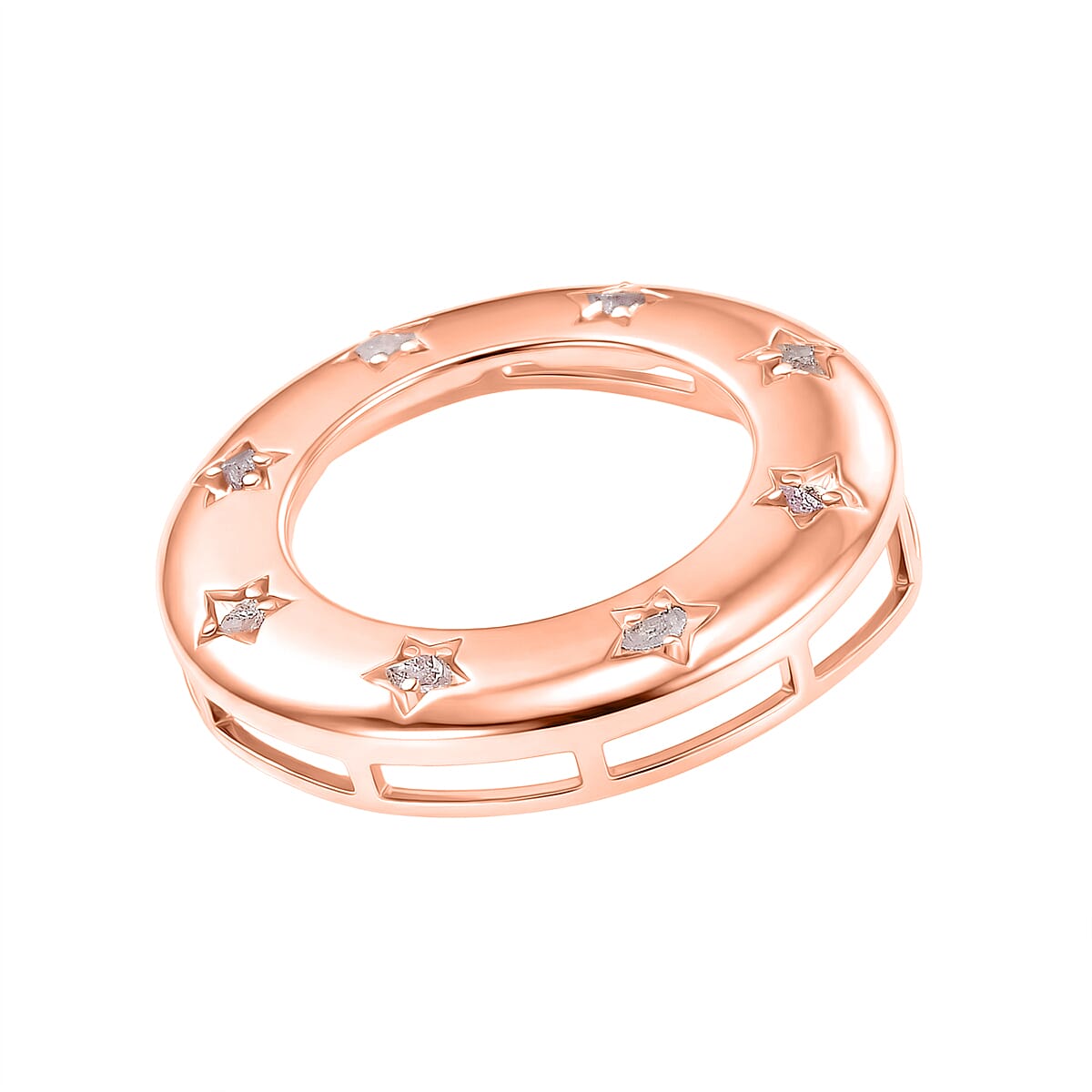 D'Joy Natural Pink Diamond Circle Pendant in 18K Vermeil Rose Gold Plated Sterling Silver V32515224 4
