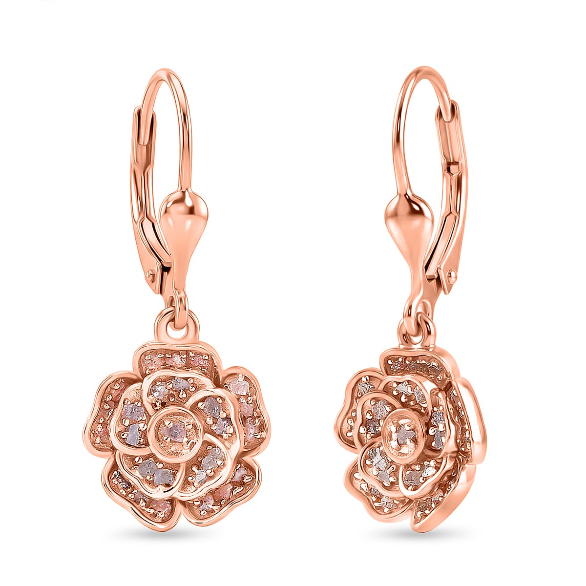 D'Joy Natural Pink Diamond Cluster Earring with Lever Back in 18K Vermeil Rose Gold Plated Sterling Silver 8484469 0