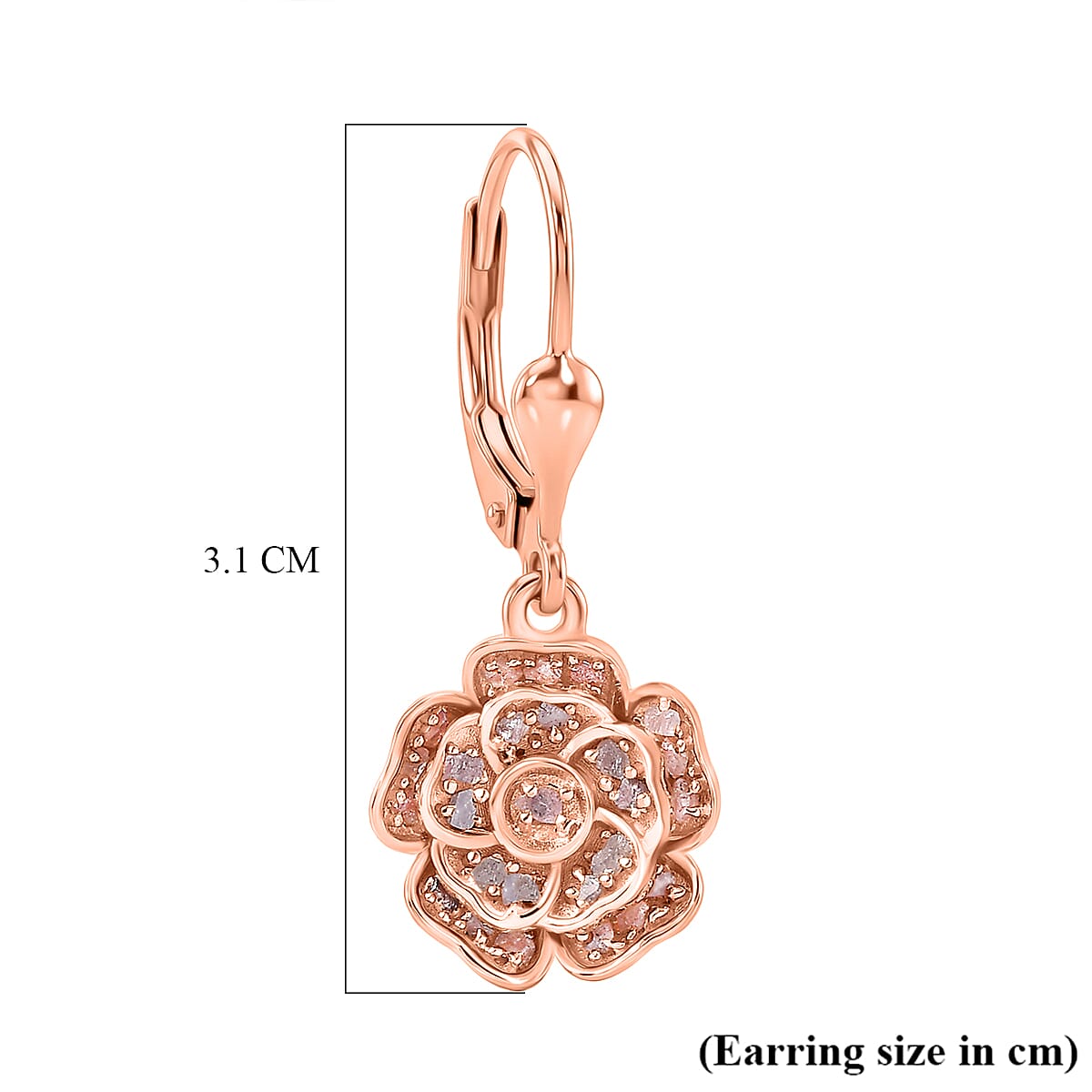 D'Joy Natural Pink Diamond Cluster Earring with Lever Back in 18K Vermeil Rose Gold Plated Sterling Silver 8484469 6