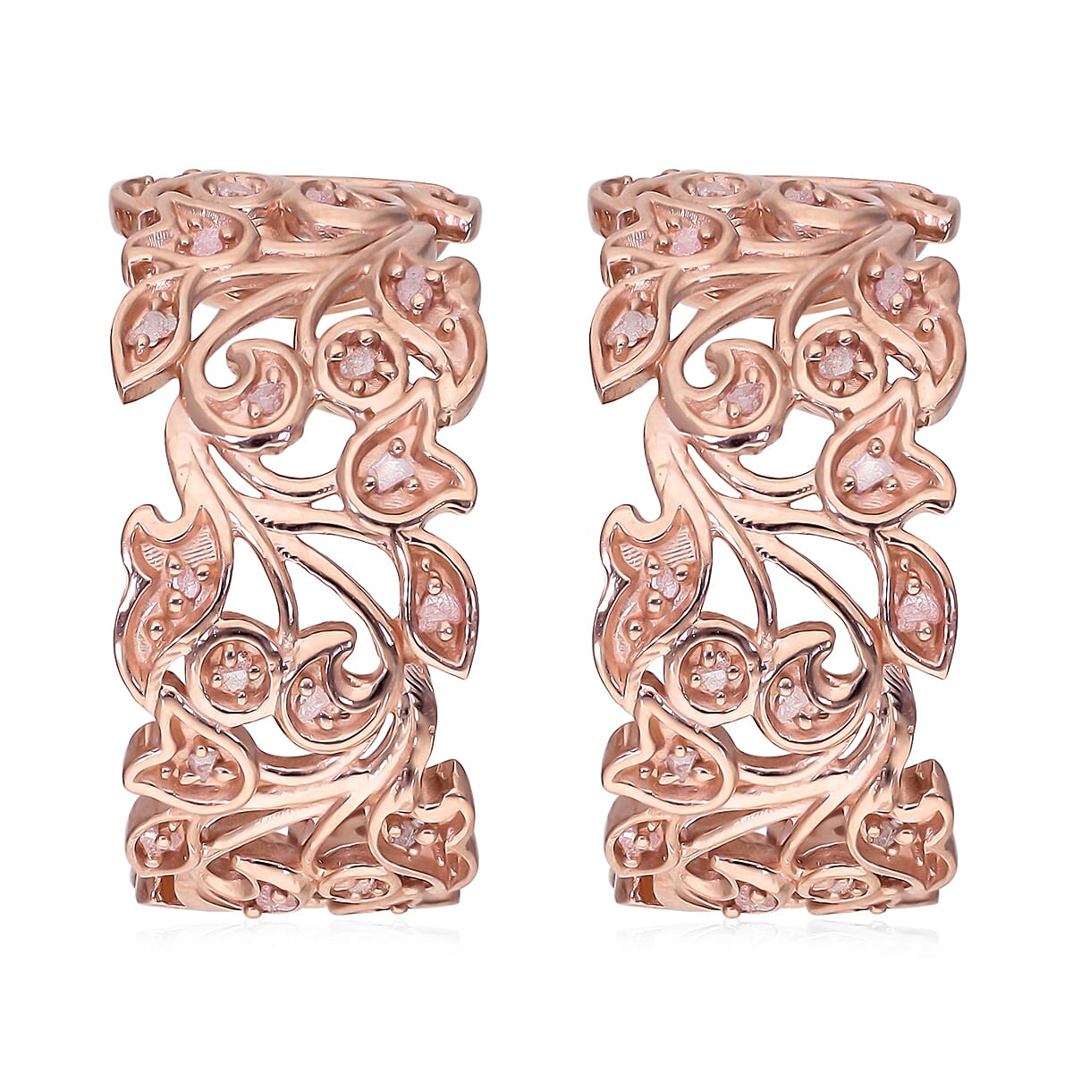 D'Joy Natural Pink Diamond Cluster Earring with Push Back in 18K  Vermeil Rose Gold Plated Sterling Silver 0.28ct 8493348 0