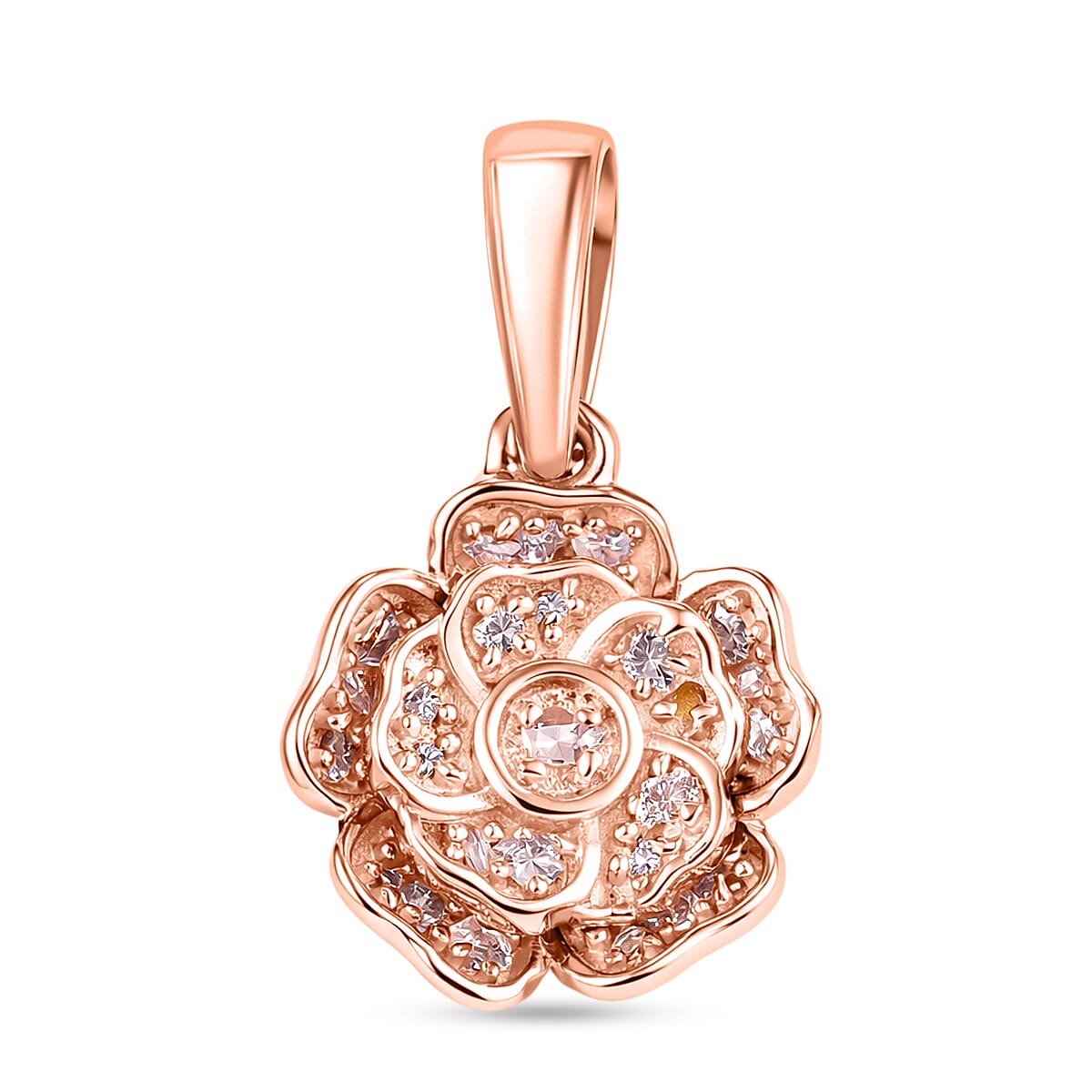 D'Joy Natural Pink Diamond Floral Pendant in 18K Vermeil Rose Gold Plated Sterling Silver V32515227 0