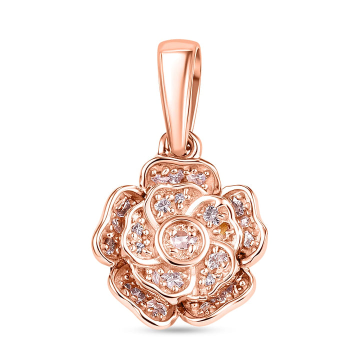 D'Joy Natural Pink Diamond Floral Pendant in 18K Vermeil Rose Gold Plated Sterling Silver 8493349 1