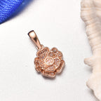 D'Joy Natural Pink Diamond Floral Pendant in 18K Vermeil Rose Gold Plated Sterling Silver