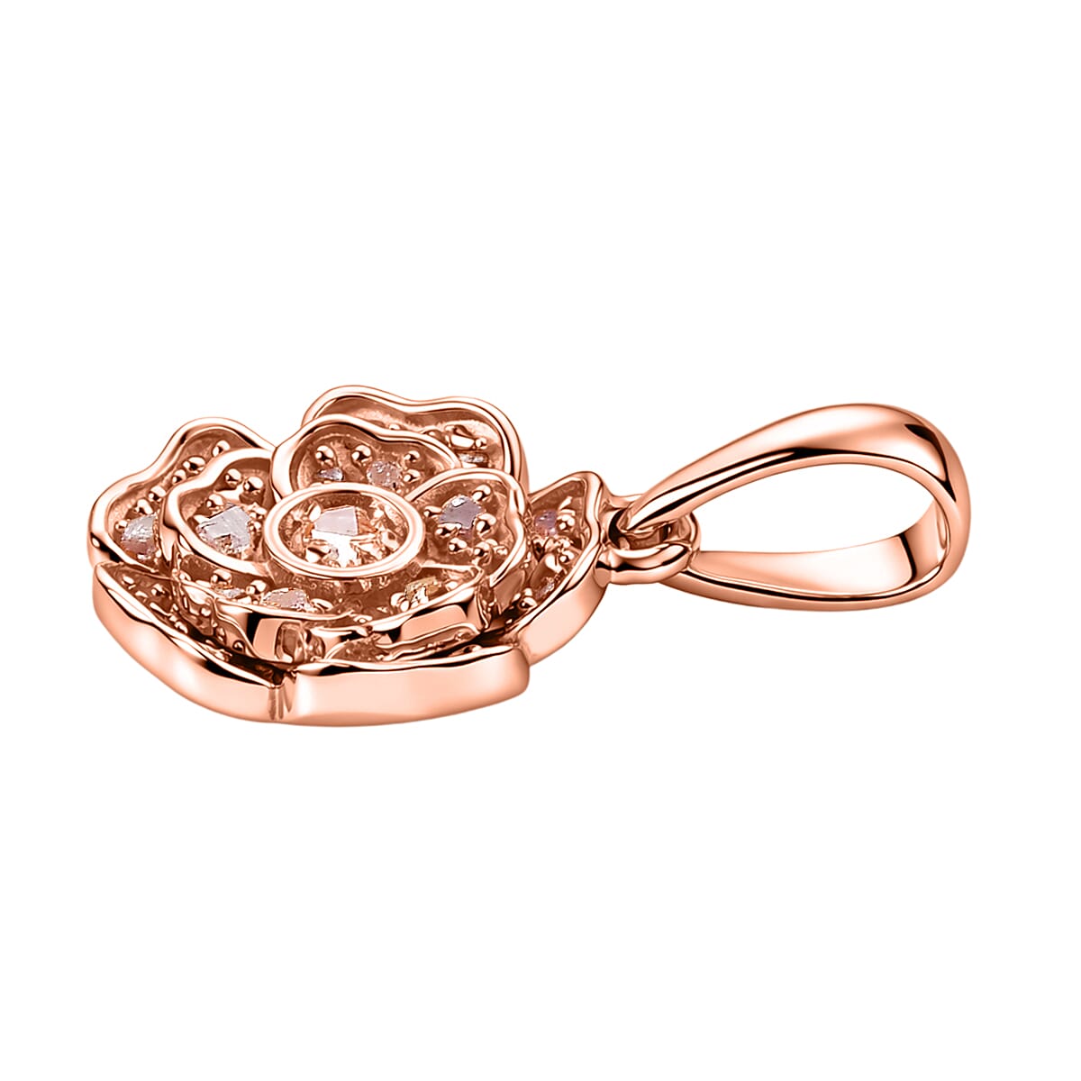 D'Joy Natural Pink Diamond Floral Pendant in 18K Vermeil Rose Gold Plated Sterling Silver V32515227 4