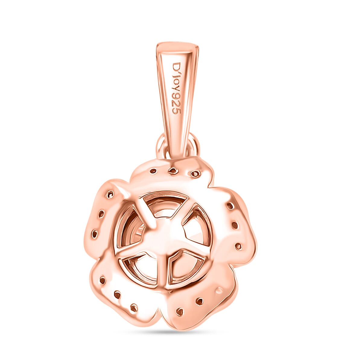 D'Joy Natural Pink Diamond Floral Pendant in 18K Vermeil Rose Gold Plated Sterling Silver V32515227 5