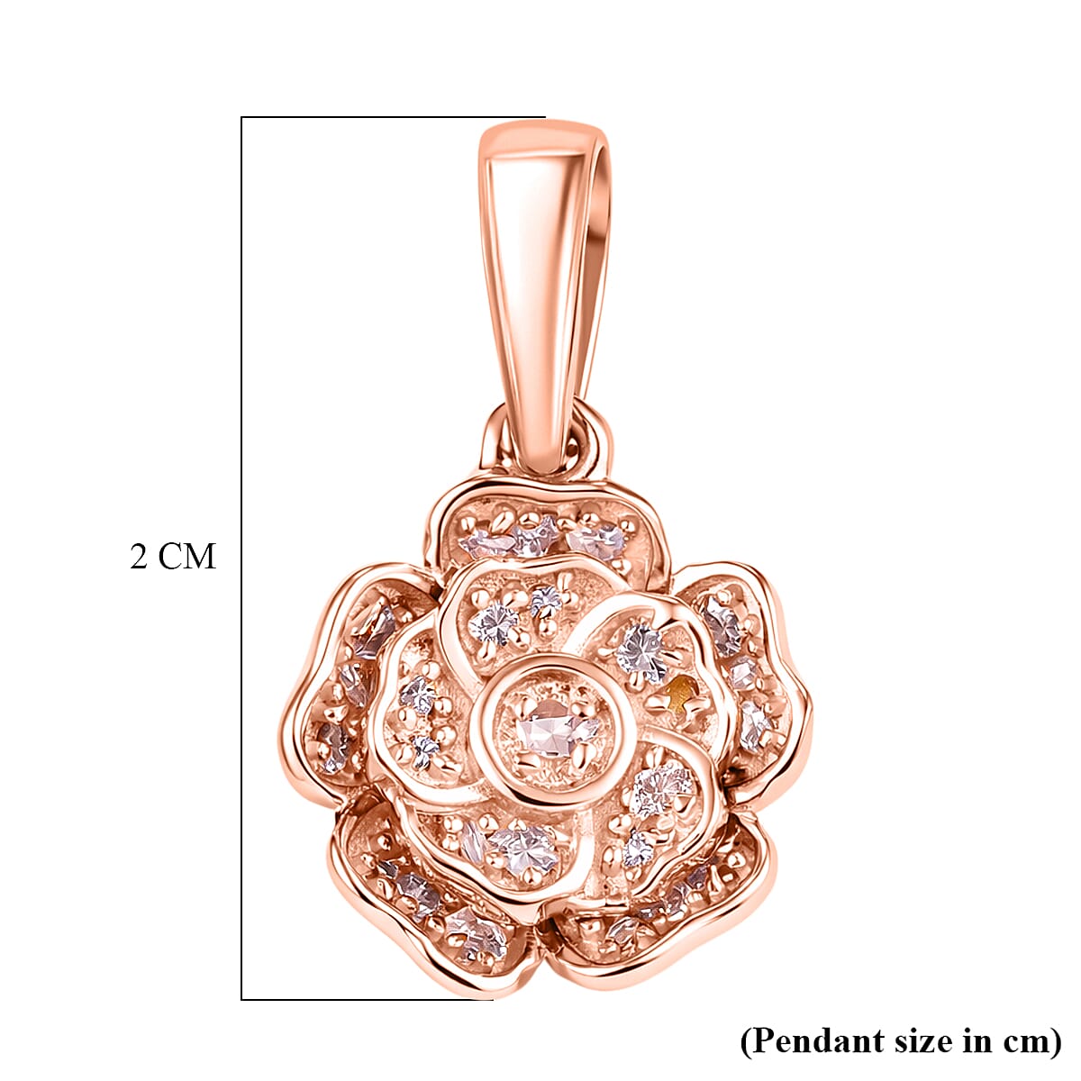 D'Joy Natural Pink Diamond Floral Pendant in 18K Vermeil Rose Gold Plated Sterling Silver V32515227 6
