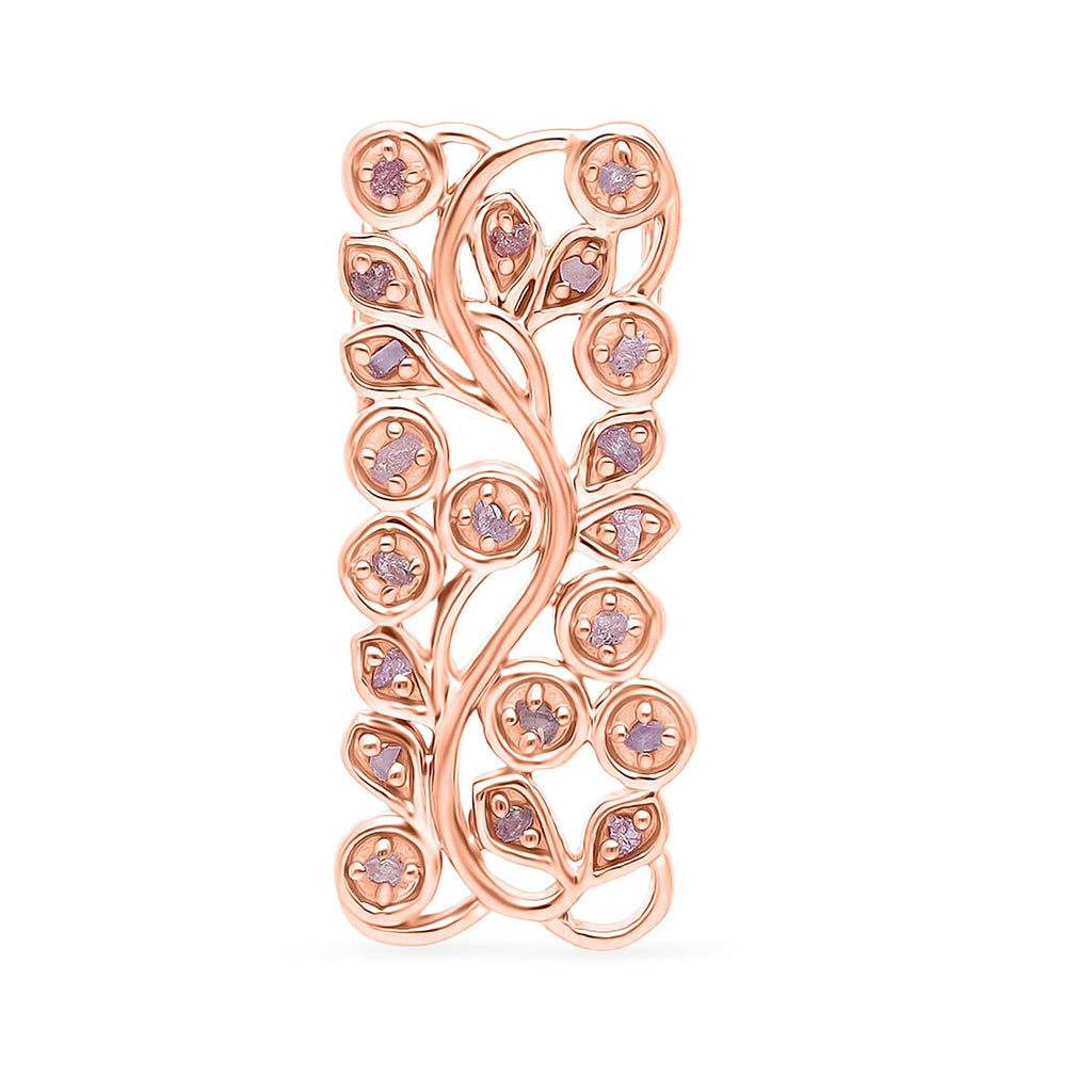 D'Joy Natural Pink Diamond Leaf Vine Pendant in 18K Vermeil Rose Gold Plated Sterling Silver 0.20 Cts