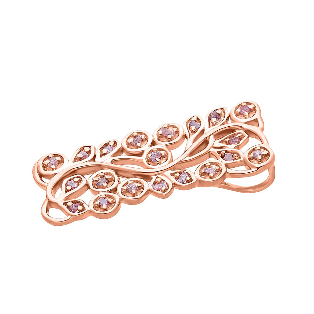 D'Joy Natural Pink Diamond Leaf Vine Pendant in 18K Vermeil Rose Gold Plated Sterling Silver 0.20 Cts