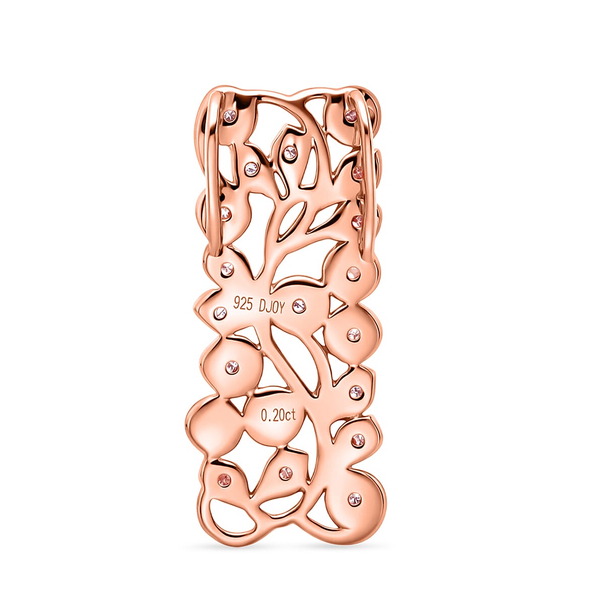 D'Joy Natural Pink Diamond Leaf Vine Pendant in 18K Vermeil Rose Gold Plated Sterling Silver 0.20 Cts 8501972 5