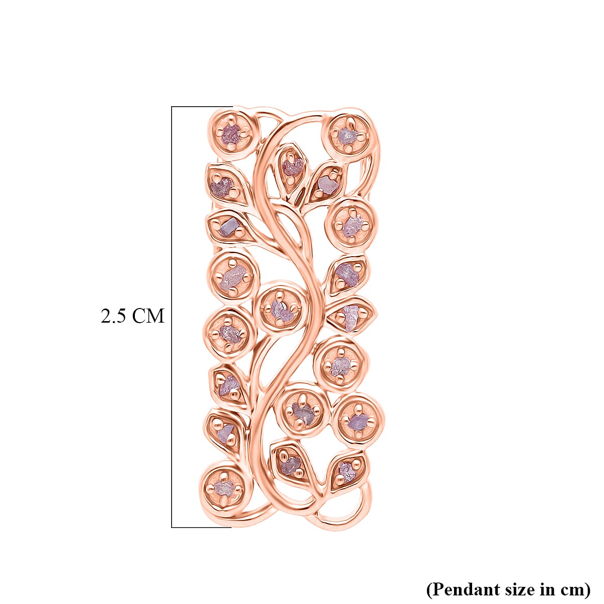 D'Joy Natural Pink Diamond Leaf Vine Pendant in 18K Vermeil Rose Gold Plated Sterling Silver 0.20 Cts 8501972 6