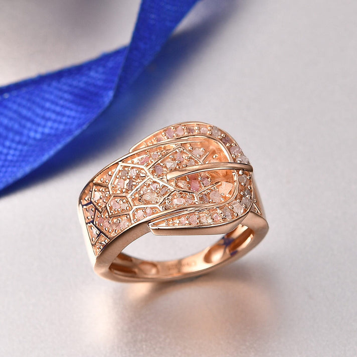 D'Joy Natural Pink Diamond Ring in 18K Vermeil Rose Gold Plated Sterling Silver 0.62ct 8500148 2