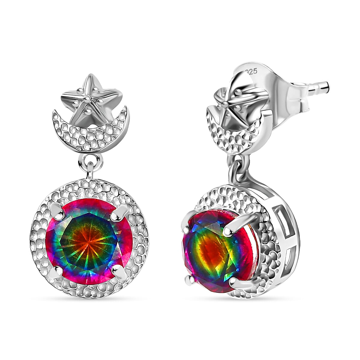 D'Joy Nebula Quartz Doublet Dangling Earring in Platinum Overlay Sterling Silver 3.34 Ct. 8369897 0