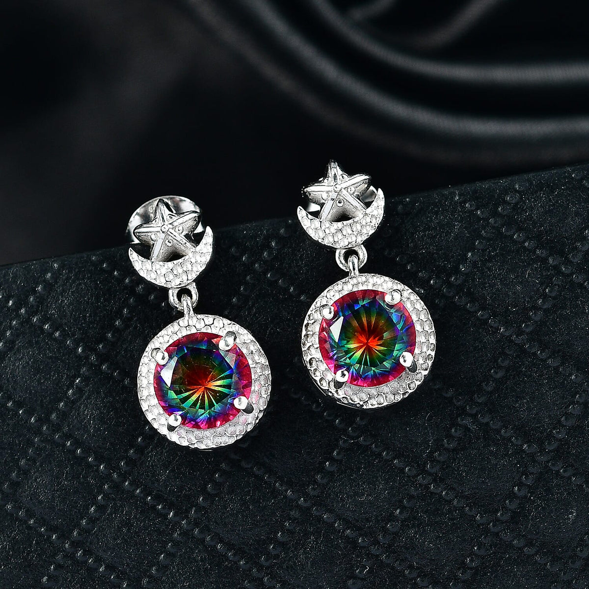 D'Joy Nebula Quartz Doublet Dangling Earring in Platinum Overlay Sterling Silver 3.34 Ct. 8369897 2
