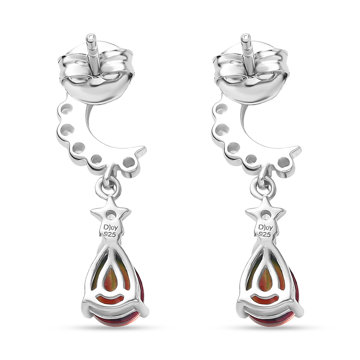 D'Joy Nebula Quartz Doublet, White Zircon Dangling Earring in Platinum Overlay Sterling Silver 2.19 Ct. 8369902 5