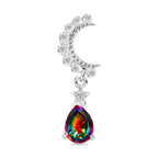 D'Joy Nebula Quartz Doublet & White Zircon Dangling Earring in Platinum Overlay Sterling Silver 2.19 Ct.