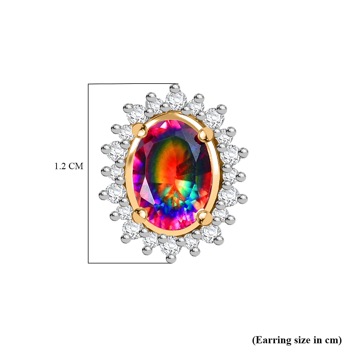 D'Joy Nebula Quartz Doublet &amp; White Zircon Halo Push Post Earring in Yellow Gold Plated Sterling Silver 2.44 Ct. 8370069 5