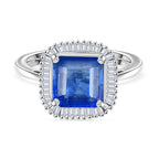 HEIR TO KASHMIR SAPPHIRE - Nilamani & White Diamond Ring in Rhodium Overlay Sterling Silver 3.07 Ct.