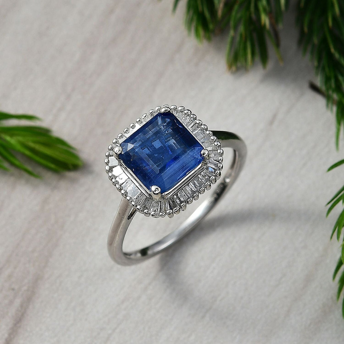 HEIR TO KASHMIR SAPPHIRE - Nilamani &amp; White Diamond Ring in Rhodium Overlay Sterling Silver 3.07 Ct. 8252078 2