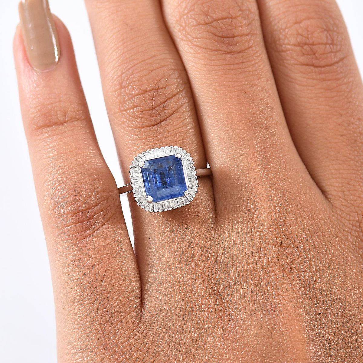 HEIR TO KASHMIR SAPPHIRE - Nilamani &amp; White Diamond Ring in Rhodium Overlay Sterling Silver 3.07 Ct. 8252078 3