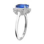 HEIR TO KASHMIR SAPPHIRE - Nilamani & White Diamond Ring in Rhodium Overlay Sterling Silver 3.07 Ct.