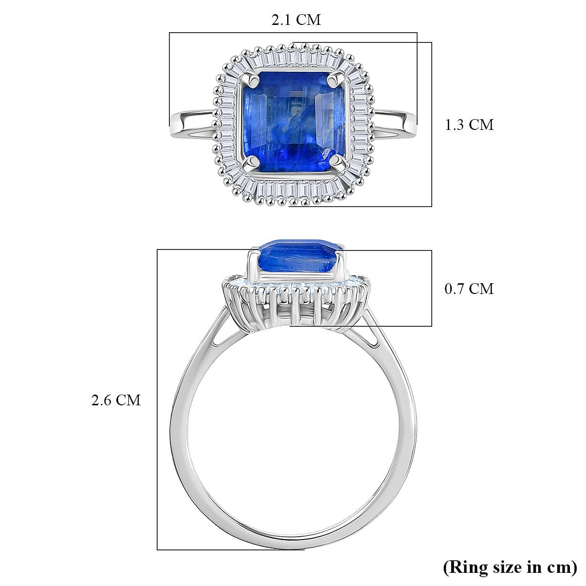 HEIR TO KASHMIR SAPPHIRE - Nilamani &amp; White Diamond Ring in Rhodium Overlay Sterling Silver 3.07 Ct. 8252078 6
