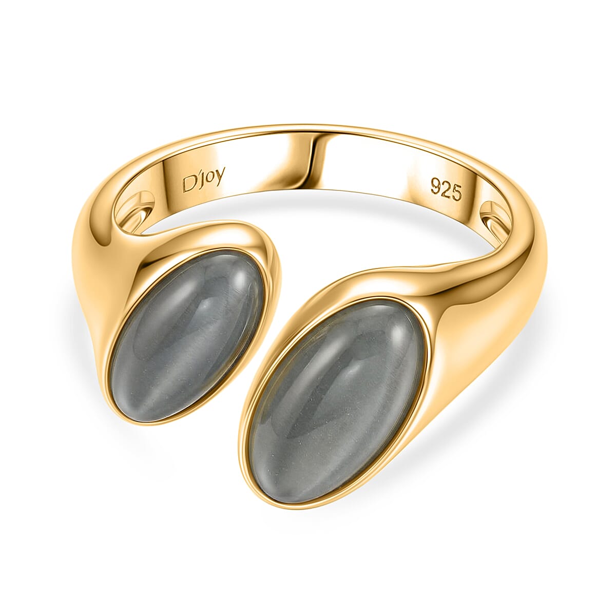 D'Joy Natural Jadeite Bypass Ring in Yellow Gold Plated Sterling Silver 3.80 Ct. V32519923 0