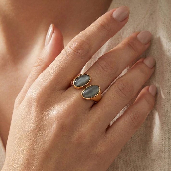 D'Joy Natural Olmec Jadeite Bypass Ring in Yellow Gold Plated Sterling Silver 3.80 Ct. 8422494 2