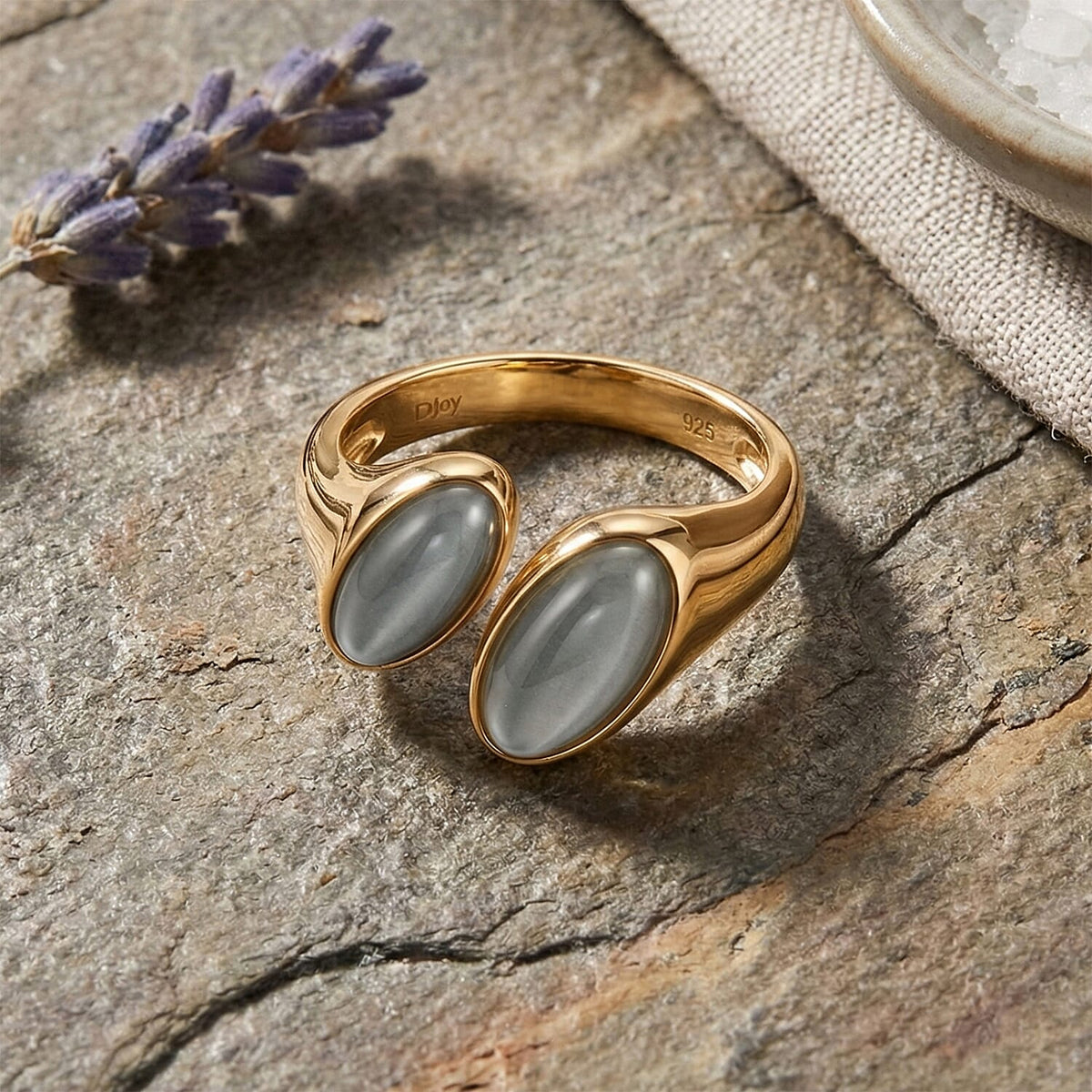 D'Joy Natural Jadeite Bypass Ring in Yellow Gold Plated Sterling Silver 3.80 Ct. V32519923 3