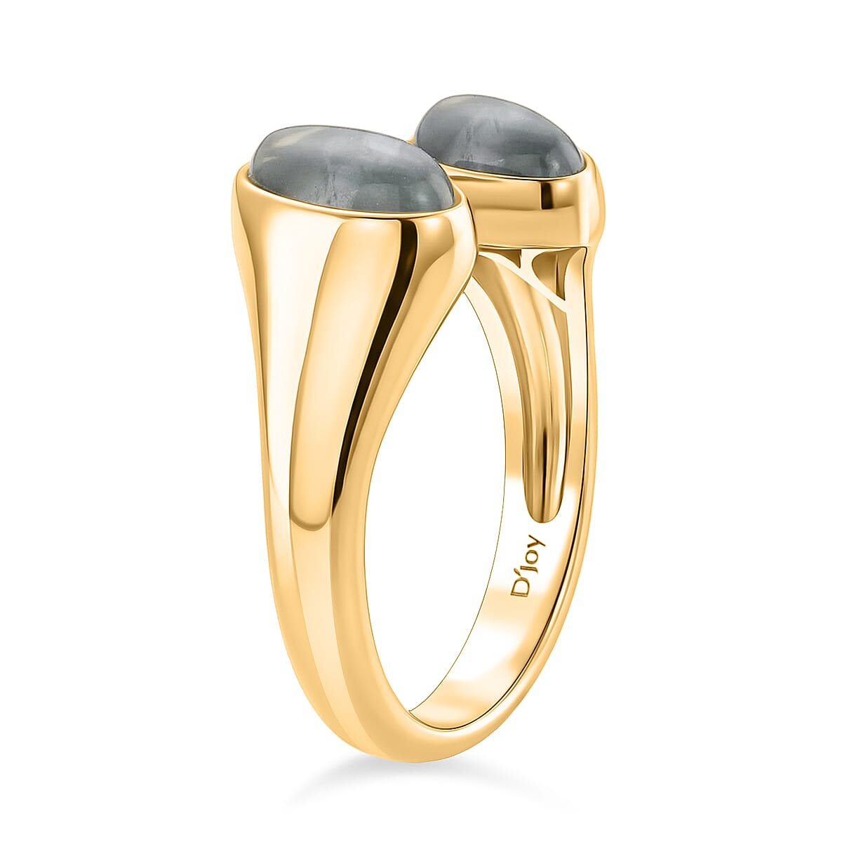 D'Joy Natural Jadeite Bypass Ring in Yellow Gold Plated Sterling Silver 3.80 Ct. V32519923 4
