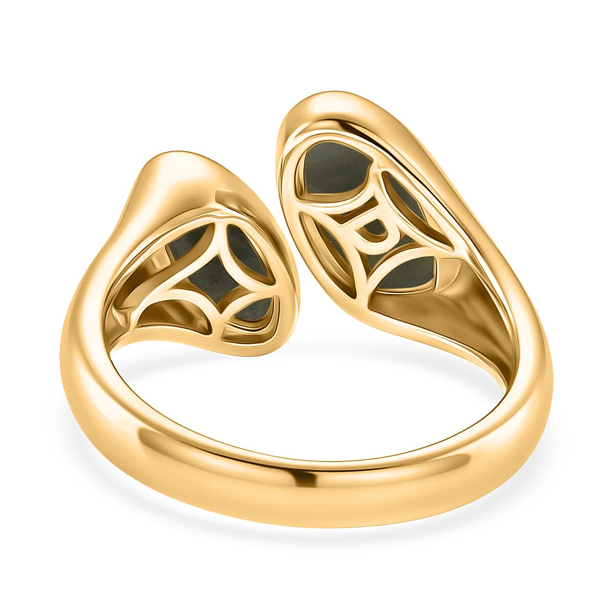 D'Joy Natural Jadeite Bypass Ring in Yellow Gold Plated Sterling Silver 3.80 Ct. V32519923 5