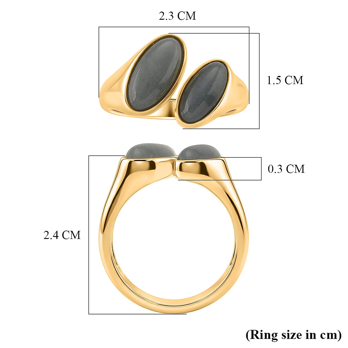 D'Joy Natural Jadeite Bypass Ring in Yellow Gold Plated Sterling Silver 3.80 Ct. V32519923 6