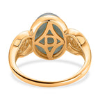 D'Joy Natural Jadeite Ring in Yellow Gold Plated Sterling Silver 7.20 Ct.