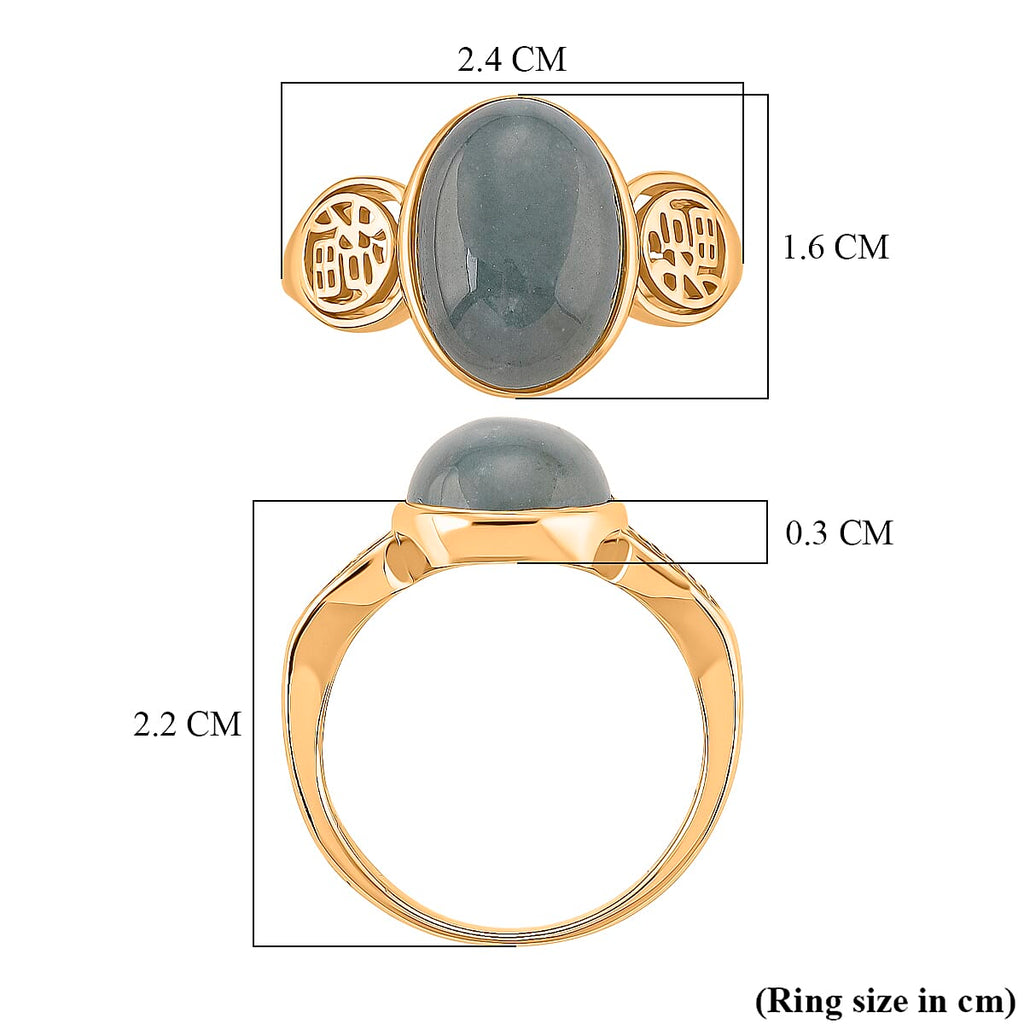 D'Joy Natural Jadeite Ring in Yellow Gold Plated Sterling Silver 7.20 Ct.
