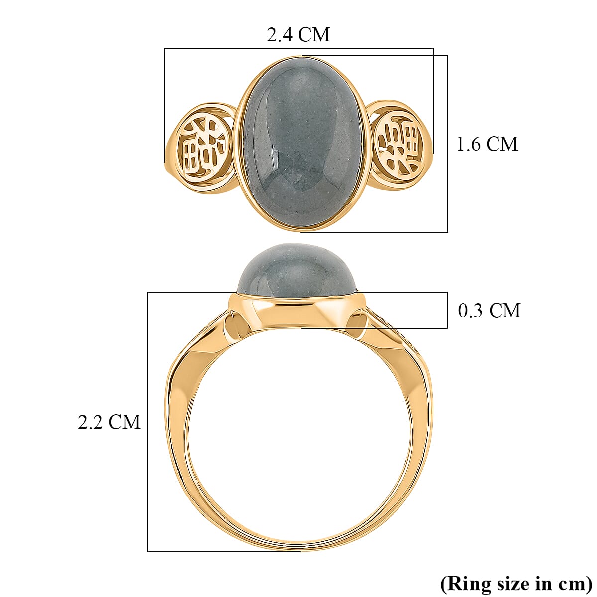 D'Joy Natural Jadeite Solitaire Ring in Yellow Gold Plated Sterling Silver 7.20 Ct. V32534553 6