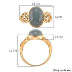 D'Joy Natural Jadeite Ring in Yellow Gold Plated Sterling Silver 7.20 Ct.