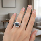 D'Joy Australian Boulder Opal  & Moissanite Halo Ring in Rhodium Overlay Sterling Silver 3.40 Ct.