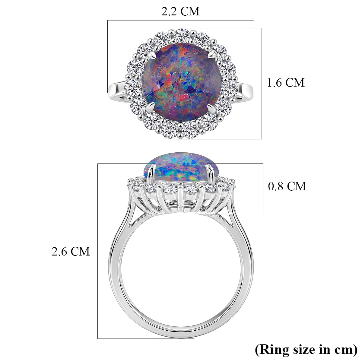 D'Joy Australian Boulder Opal, Moissanite Halo Ring in Rhodium Overlay Sterling Silver 3.40 Ct. V32635838 6