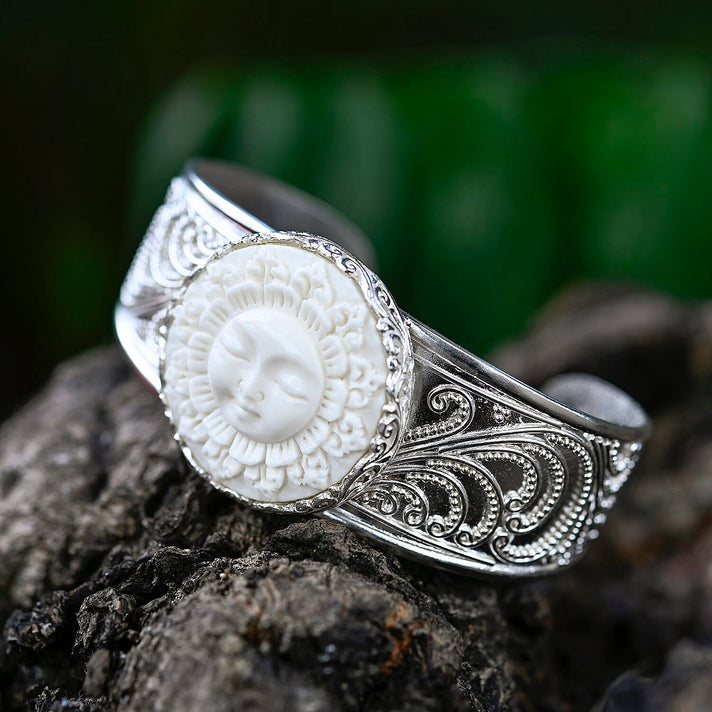 Bali Legacy Ox Bone Cuff Bangle (Size 7.5) Sterling Silver 25.33 Ct, Silver Wt. 42.98 Gms. 8286579 2