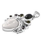 Bali Legacy - D'Joy Ox Bone & Multi Gemstones Pendant Sterling Silver 12.44 Ct, Silver Wt. 13.36 Gms.