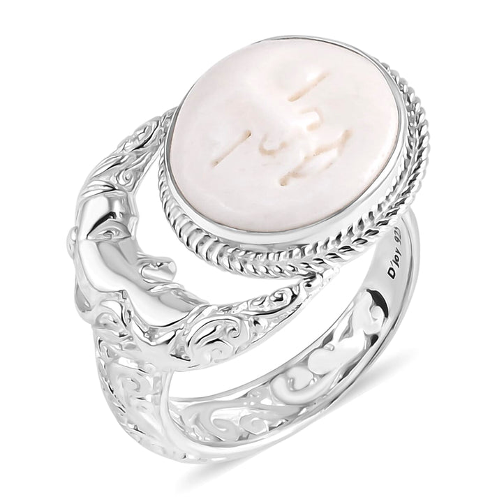 Royal Bali Goddess Collection - Ox Bone Ring in Sterling Silver 1.50 Ct, Silver Wt. 8.50 Gms 8261841 1