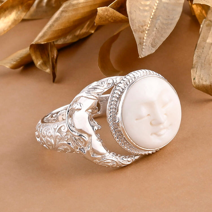 Royal Bali Goddess Collection - Ox Bone Ring in Sterling Silver 1.50 Ct, Silver Wt. 8.50 Gms 8261841 2