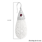 D'Joy Ox Bone & Ruby Earring with Hook Sterling Silver 51.03 Ct.