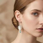 Princess Royal Bali Collection -  D'Joy Ox Bone & Sleeping Beauty Turquoise Earring with Hook Sterling Silver 12.12 Ct, Silver Wt. 16.35 Gms.