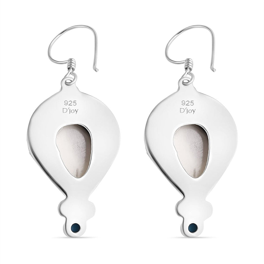 Princess Royal Bali Collection -  D'Joy Ox Bone & Sleeping Beauty Turquoise Earring with Hook Sterling Silver 12.12 Ct, Silver Wt. 16.35 Gms.