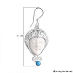 Princess Royal Bali Collection -  D'Joy Ox Bone & Sleeping Beauty Turquoise Earring with Hook Sterling Silver 12.12 Ct, Silver Wt. 16.35 Gms.