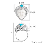 Royal Bali Collection - D'Joy Ox Bone & Sleeping Beauty Turquoise Sterling Silver Carved Face Ring 1.48 Ct, Silver Wt. 12.24 Gms